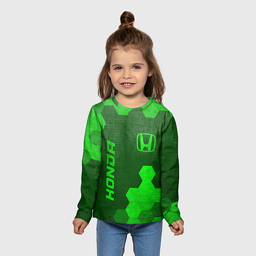 Детский лонгслив Honda - green gradient вертикально / 3D-принт – фото 5