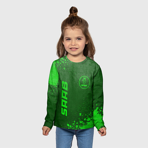 Детский лонгслив Saab - green gradient вертикально / 3D-принт – фото 5