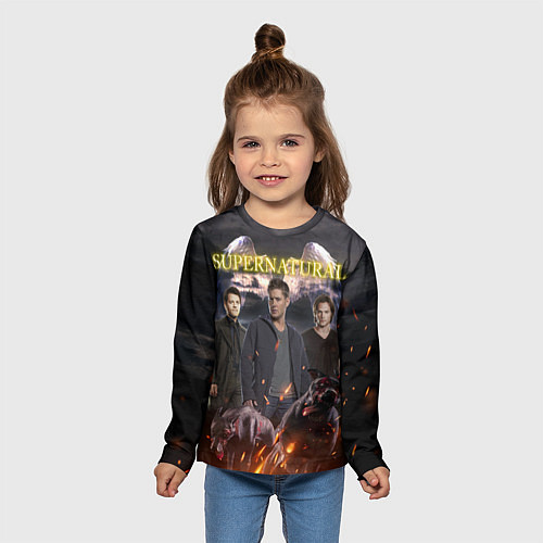 Детский лонгслив Supernatural - true hunters / 3D-принт – фото 5
