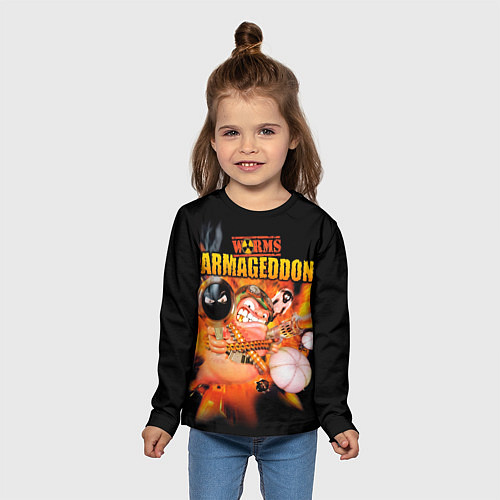 Детский лонгслив Worms - armageddon / 3D-принт – фото 5