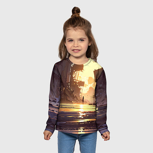 Детский лонгслив Аниме под солнцем / 3D-принт – фото 5