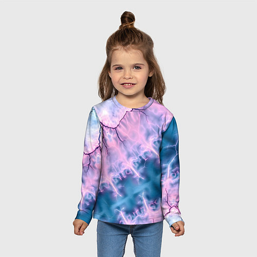 Детский лонгслив Вода и розовая абстракция / 3D-принт – фото 5