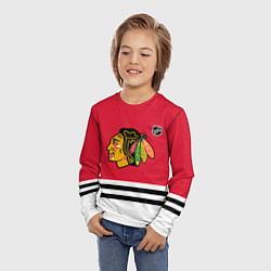 Лонгслив детский Чикаго Блэкхокс хоккей, цвет: 3D-принт — фото 2