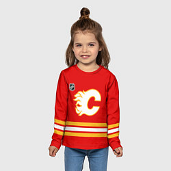 Лонгслив детский Калгари Флэймз хоккей, цвет: 3D-принт — фото 2