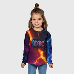 Лонгслив детский ACDC логотип в градиенте, цвет: 3D-принт — фото 2