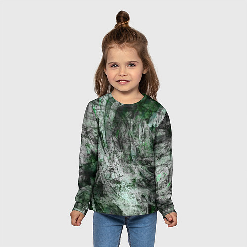 Детский лонгслив Абстракция - grey emerald rock / 3D-принт – фото 5