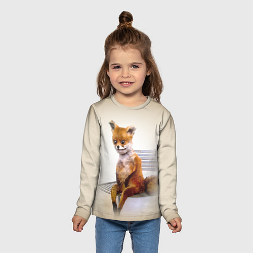 Детский лонгслив Уставший лис мем / 3D-принт – фото 5