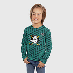 Лонгслив детский Анахайм Дакс - зеленые соты, цвет: 3D-принт — фото 2