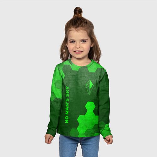 Детский лонгслив No Mans Sky - green gradient вертикально / 3D-принт – фото 5