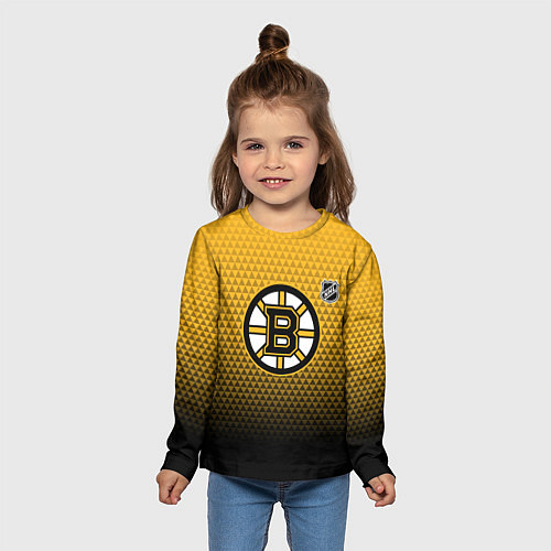Детский лонгслив Бостон Брюинз - геометрический градиент / 3D-принт – фото 5