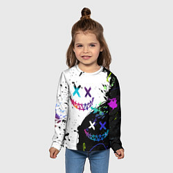 Лонгслив детский Неоновые брызги - жуткие улыбки, цвет: 3D-принт — фото 2