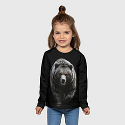 Лонгслив детский Грозный медведь с знаком лапа медведя, цвет: 3D-принт — фото 2
