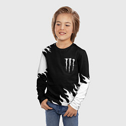 Лонгслив детский Monster energy белый огонь, цвет: 3D-принт — фото 2