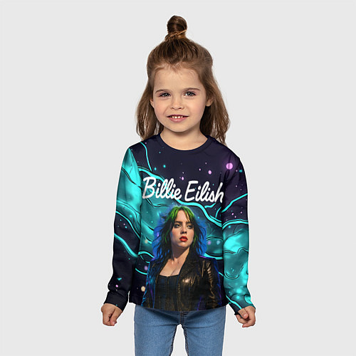 Детский лонгслив Певица Билли Айлиш / 3D-принт – фото 5