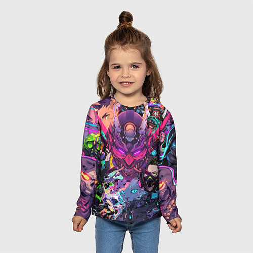 Детский лонгслив Стиль Cyberpunk / 3D-принт – фото 5