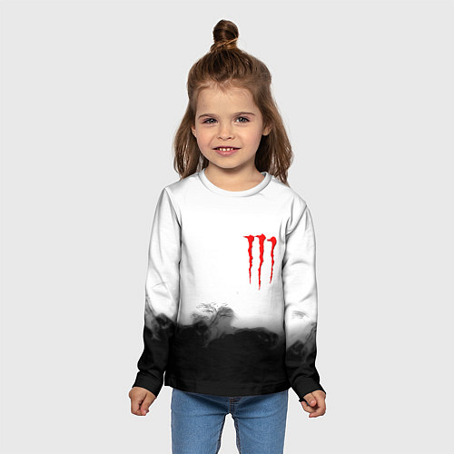 Детский лонгслив Monster energy splash smoke / 3D-принт – фото 5