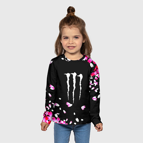 Детский лонгслив Monster energy sakura / 3D-принт – фото 5