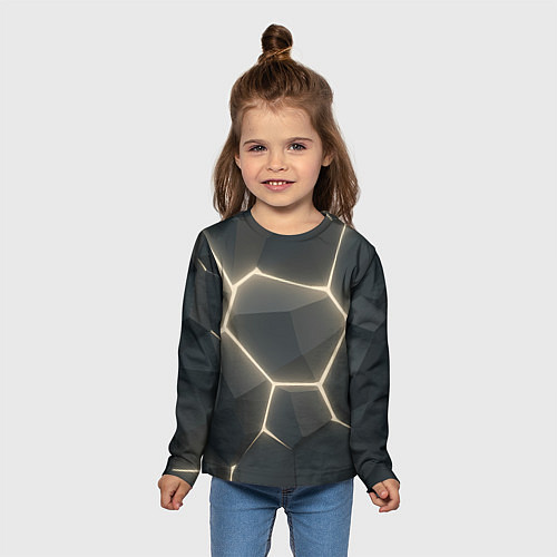 Детский лонгслив Объемные серые плиты / 3D-принт – фото 5