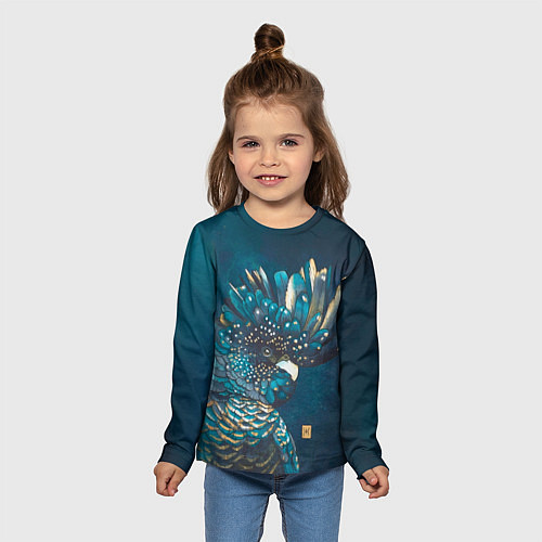 Детский лонгслив Попугай акварельный - big picture / 3D-принт – фото 5