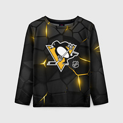 Лонгслив детский Питтсбург Пингвинз - плиты с подсветкой, цвет: 3D-принт