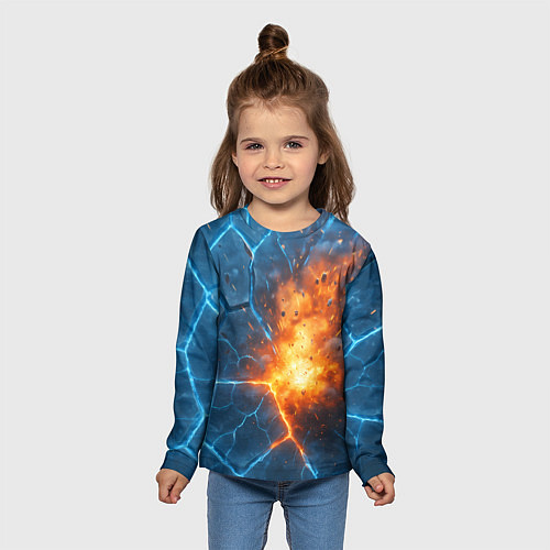 Детский лонгслив Взрыв из объемных плит / 3D-принт – фото 5