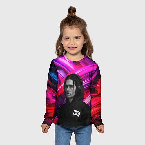 Детский лонгслив Bones в наушниках / 3D-принт – фото 5