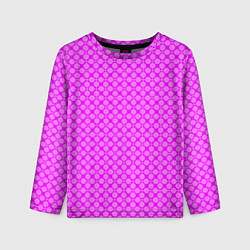 Лонгслив детский Неоновый малиновый розовый узор в горошек, цвет: 3D-принт