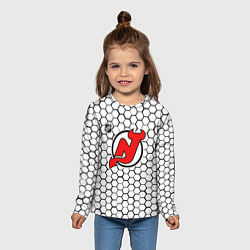 Лонгслив детский Нью Джерси Девилз - белые соты, цвет: 3D-принт — фото 2
