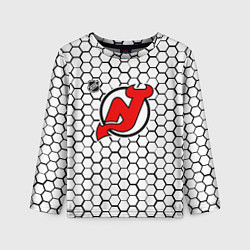 Лонгслив детский Нью Джерси Девилз - белые соты, цвет: 3D-принт