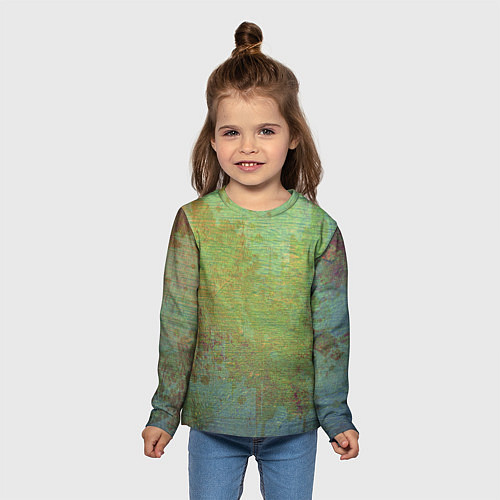 Детский лонгслив Абстракция - green oil stain / 3D-принт – фото 5