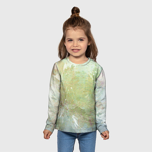 Детский лонгслив Абстракция - white waves on green background / 3D-принт – фото 5