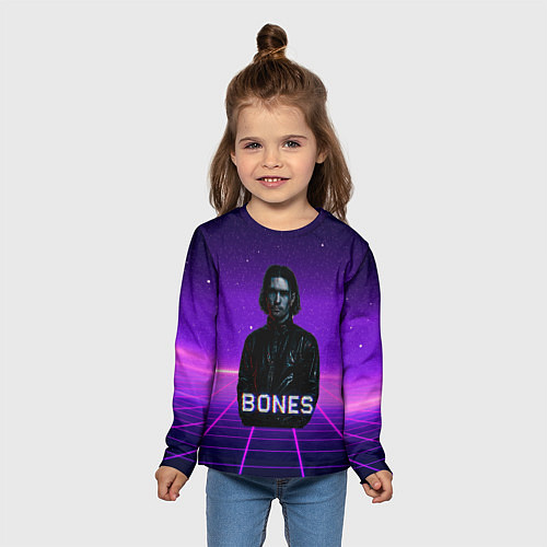 Детский лонгслив Bones retrowave / 3D-принт – фото 5