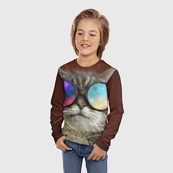Лонгслив детский A Cat with multicolored glasses, цвет: 3D-принт — фото 2