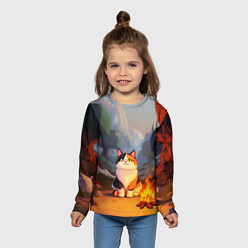 Детский лонгслив Котик в кубическом мире / 3D-принт – фото 5