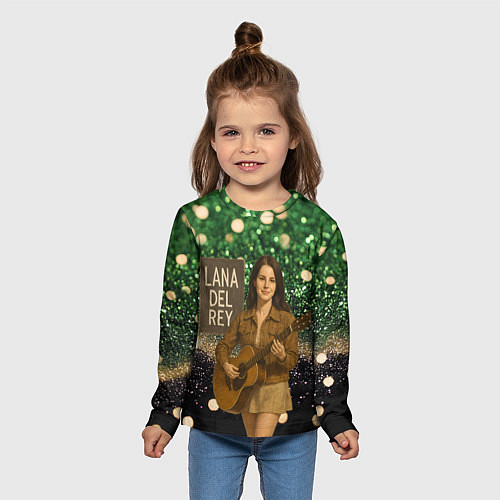 Детский лонгслив Lana Del Rey играет на гитаре / 3D-принт – фото 5