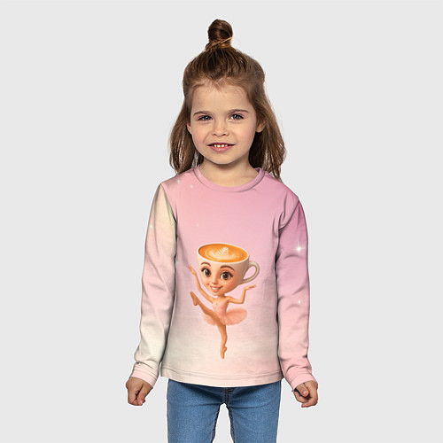 Детский лонгслив Балерина капучино ии мем / 3D-принт – фото 5
