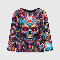 Детский лонгслив Art cyber skull - ai art fantasy