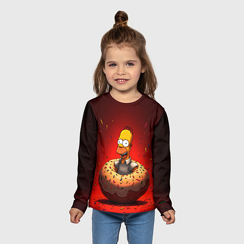 Детский лонгслив Гомер в пончике / 3D-принт – фото 5