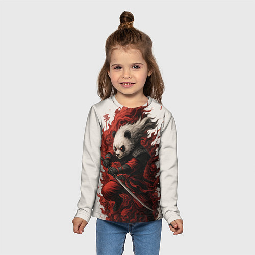Детский лонгслив Демоническая панда самурай - нейроарт / 3D-принт – фото 5