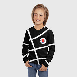Лонгслив детский Клипперс - текстура черного мяча, цвет: 3D-принт — фото 2