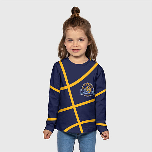 Детский лонгслив Мемфис Гриззлис - баскетбольные линии / 3D-принт – фото 5