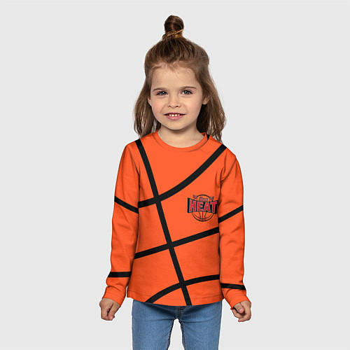 Детский лонгслив Майами Хит - баскетболная разметка / 3D-принт – фото 5