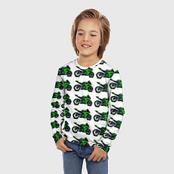 Лонгслив детский Motorbike green, цвет: 3D-принт — фото 2