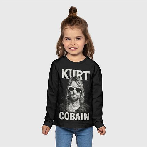 Детский лонгслив Курт Кобейн - гранж-арт / 3D-принт – фото 5