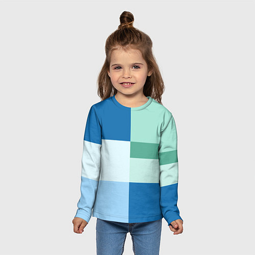 Детский лонгслив Мятное небо колор-блок / 3D-принт – фото 5