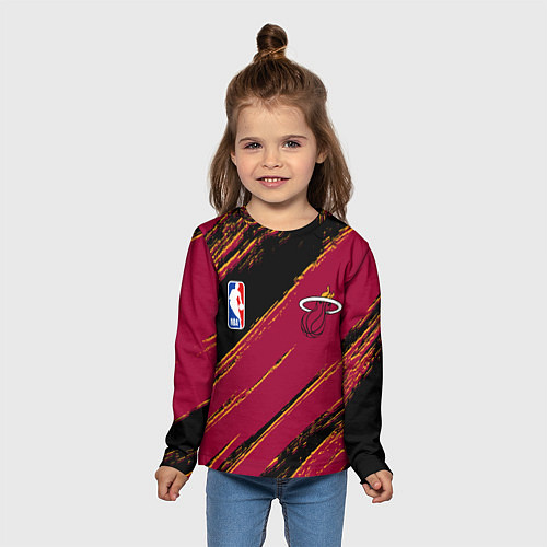 Детский лонгслив Майами Хит - цвета команды / 3D-принт – фото 5
