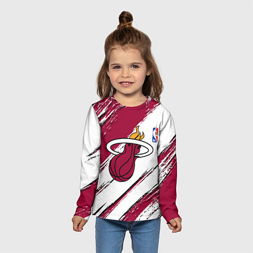 Детский лонгслив Майами Хит - линии с потертостями / 3D-принт – фото 5