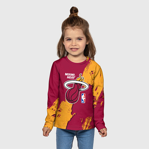 Детский лонгслив Майами Хит - разлитая краска / 3D-принт – фото 5