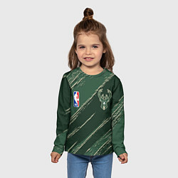 Лонгслив детский Милуоки Бакс - линии с потертостями, цвет: 3D-принт — фото 2