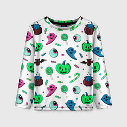 Детский лонгслив Halloween light green pumpkin - паттерн